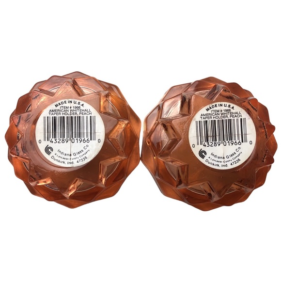 Indiana Glass American Whitehall Taper Holder Peach Candlestick Set 2 Item #1966 - Picture 7 of 12